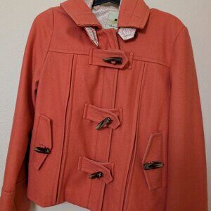 Anthropologie Elevenses  First Frost Melton Wool Pink Toggle Coat Hood Size 4
